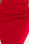 564-10 CALLIE Midi šaty s odhalenými ramenami a výstrihom - ČERVENÉ UNI
