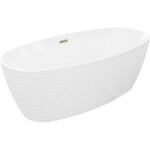 MEXEN/S - Lira voľne stojaca vaňa vzor 170 x 80, biela, sifón a prepad zlatá 52831708000-50