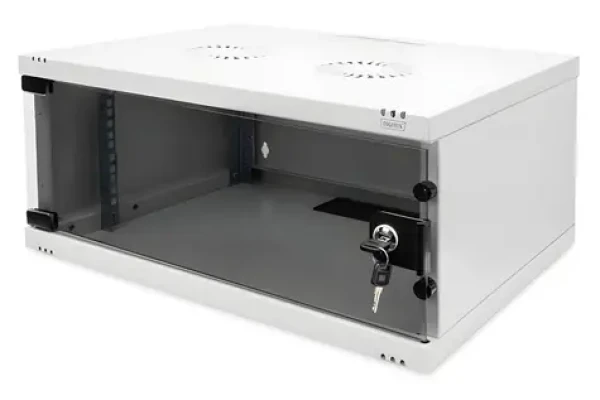 Digitus DN-38010 sivá / Nástenná skriňa / 4U / SOHO / 241x540x400 mm / celosklenené dvere / nemontovaná (DN-38010)