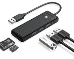 Orico PAPW3AT-U3 čierna / USB hub / 3x USB-A 3.0 / čítačka microSD / SD kariet / kábel 1 m