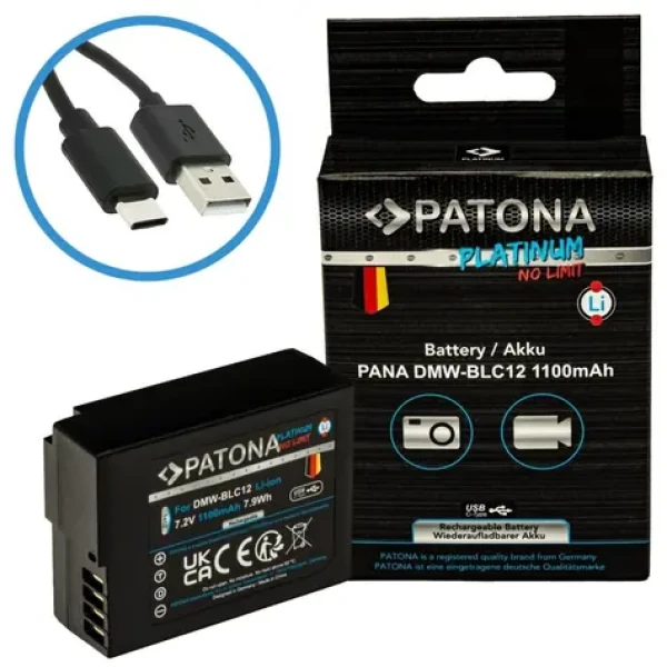 Patona DMW-BLC12 Platinum 1100mAh / Batéria / Pre Panasonic / Li- ION / USB-C nabíjanie (PT1402)