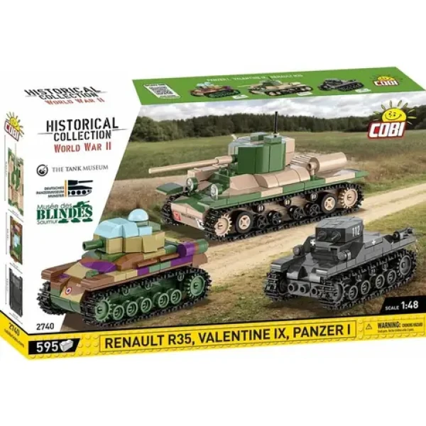 Cobi 2740 3 tanky: Panzer I, Valentine IX, Renault R, Tank Museum, Les Blindes in Saumur, DPM