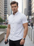 Pánska košeľa slim fit s krátkym rukávom, biela, FashionStreet KX1094 XL