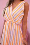 Dámske bavlnené šaty s farebnými pruhmi v neónovej oranžovej farbe UNI