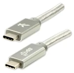 Logo USB-C na USB-C strieborná / USB kábel / Power Delivery 100W / 10 Gb/s / 1m / nylonové opletenie