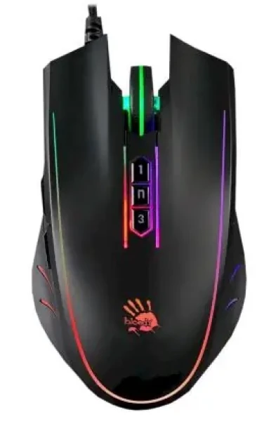 A4Tech BLOODY P81S Activated čierna / herná myš / 8000DPI / RGB / USB-A / 7 tlačidiel / kábel 1.8m (P81S-CURVE)