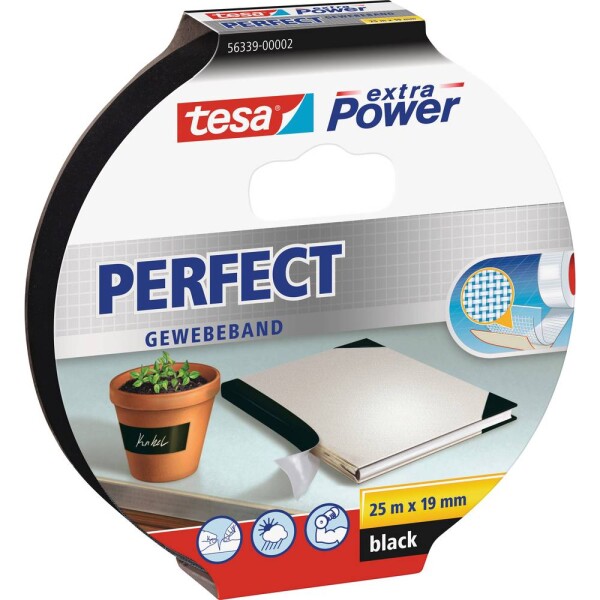 Tesa PERFECT 56339-00002-01 páska so skleným vláknom tesa® Extra Power čierna (d x š) 25 m x 19 mm 1 ks; 56339-00002-01