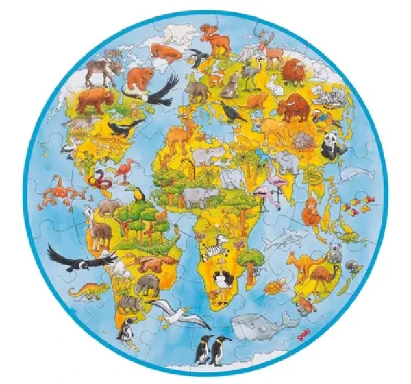 GOKI Okrúhle puzzle Svet XXL