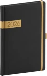 NOTIQUE Týždenný diár Twill 2026, čierno-zlatý, 15 x 21 cm (PGD-TA5TW-6001)