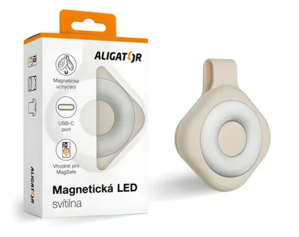 Aligator Magnetické LED svietidlo béžové / Svietidlo / MagSafe / 6 režimov / USB-C