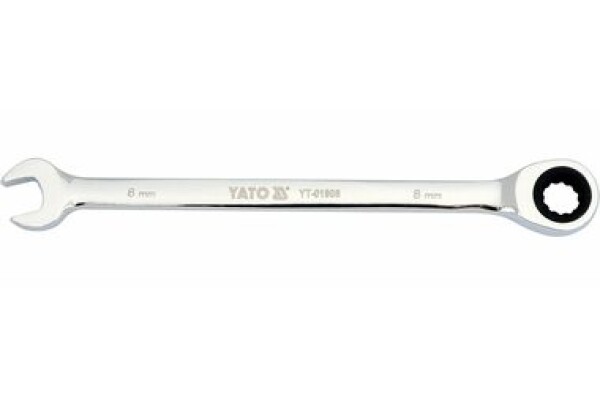 YATO YT-01908 / Kľúč očkoplochý račňový 8 mm / 141 mm (YT-01908)