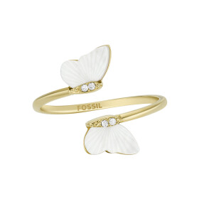 Fossil Slušivý pozlátený otvorený prsteň Radiant Wings JF04423710 mm