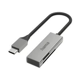 HAMA čítačka kariet USB-C SD microSD strieborná / Čítačka kariet / USB 3.2 Gen 1 / 5 Gbit / s / hliník (00200131)