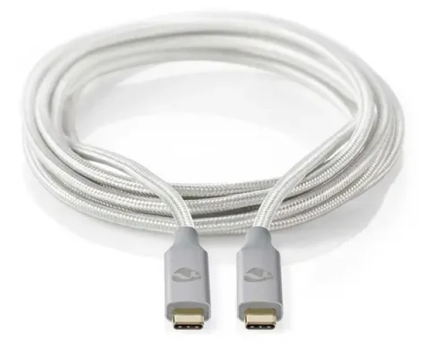 Nedis Profigold USB-C strieborná / Dátový kábel / USB-C - USB-C / USB 3.2 Gen 2x2 / 20 Gbps / nylon / 2 m (CCTB64020AL20)