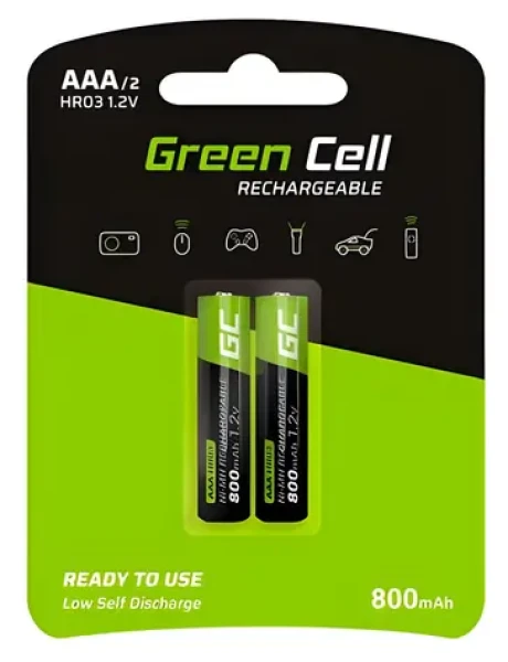 Green Cell Nabíjacie batérie AAA HR03 / Batéria / NiMH / 1,2 V / 800mAh / 2 ks (GR08)