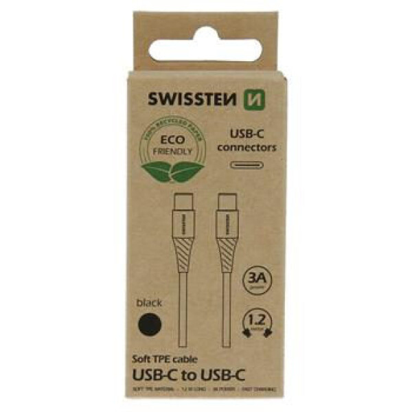 SWISSTEN dátový kábel USB-C - USB-C 1.2m čierna (ECO BALENIE) (71506300ECO)