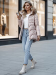 Dámska zimná bunda s kapucňou TY4441 béžová - FashionStreet M