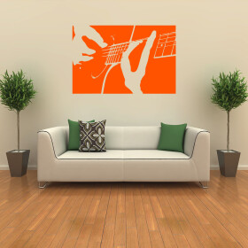 Veselá Stena Samolepka Hra na gitaru Farba: oranžová, Veľkosť: 60 x 40 cm