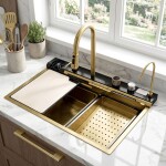REA - Multifunkčný oceľový drez 10 v 1 Alonzo Brush Gold ZLE-06419