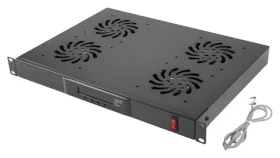 Lanberg 19" Ventilačná jednotka čierna / Ventilačná jednotka / 4X ventilátor / LCD displej / Termostat / 230V (AK-1503-B)