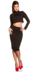 Sexy KouCla Crop Top dlhým rukávom Belly Free black