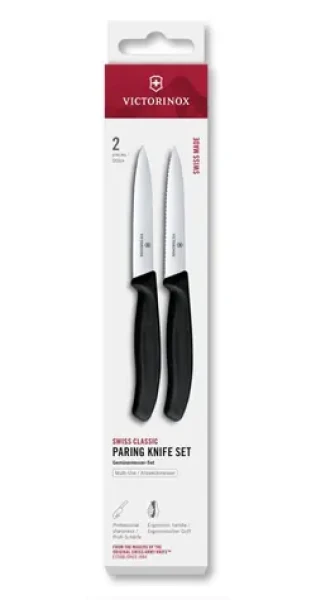 VICTORINOX Swiss Classic Kuchynský nôž 10 cm set 2 ks čierna / rovné a vrúbkované ostrie (6.7793.2)