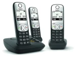 Gigaset A690A Trio čierna / Telefón / DECT/analógový / 3 slúchadlá / záznamník / hlasný odposluch (L36852-H2830-C111)