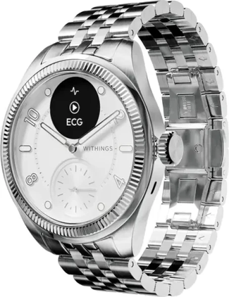 Withings Scanwatch Nova Brilliant 39mm - Titanium Silver / Chytré hodinky / OLED 0.63 "/ 5ATM / GPS / BT / výdrž až 30 (HWA10-model 10-All-Int)