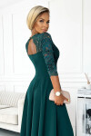 Dámske dlhé čipkované šaty tmavozelené 309-5 - Numoco L