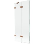 MEXEN/S - Lunar vaňová zástena 2-krídlová ľavá 80 x 150, transparent, meď kartáčovaná 897-080-100-65-00-L