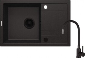 DEANTE DEANTE - Drez Corio z granitu metalickej grafitovej, s batériou, 1-drez s odkvapkávačom ZRCPG113