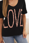 Dámska bavlnená blúzka s výstrihom do V a potlačou LOVE čierna UNI