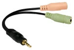 LogiLink CA0021 čierna / Audio adaptér / Jack 3.5mm 4pin (M) - 2x Jack 3.5mm (F) / 0,15m (CA0021)