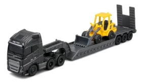 Maisto Mini pracovné stroje - Sada ťahača Volvo FH16 s prívesom + Volvo L25H
