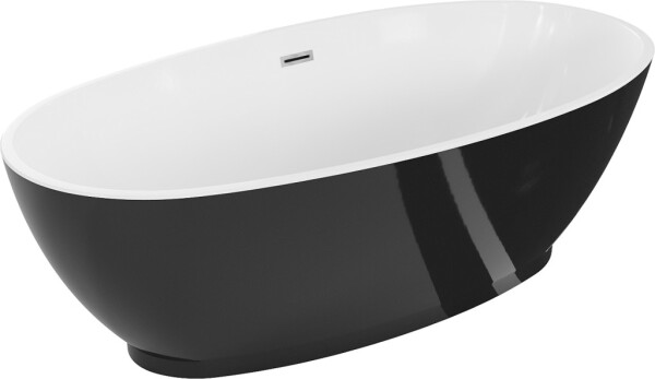 MEXEN/S - Bilbao voľne stojaca vaňa 180 x 90, biela/čierna, sifón a prepad chróm 51311809075-01