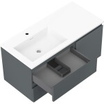 MEXEN/S - Orio kúpeľňová skrinka 100 cm s umývadlom Otis ľavá, 2S, 1D, grafit mat/biela mat 91A13-10047-3-BBFFF66-W18L01