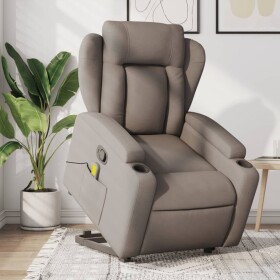 VidaXL vidaXL Podnoszony fotel masujący, rozkładany, farba taupe, tkanina