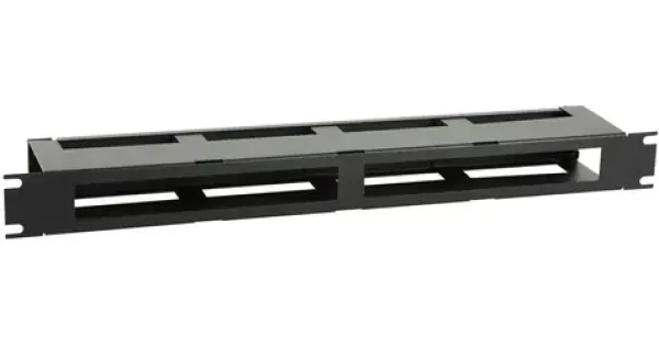 Lanview 1U organizér káblov R-Type s krytom čierna / Organizér káblov / 19" rack / bez skrutkovania (RAO420BL)