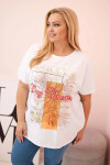 Dámska bavlnená blúzka v nadmernej veľkosti s potlačou "Day Dream" White + Orange UNI