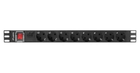 Lanberg PDU čierna / Zásuvková lišta do racku / 1U / 19" / 8x zásuvka Schuko / 16 A / 2 m (PDU-08F-0200-BK)