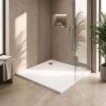 REA/S - Sprchová akrylová vanička Savoy - biela 80x80 Krytka kartáčovaná meď KPL-01906