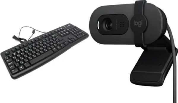 Logitech K120 920-002522 + Brio 100 / Set klávesnice a webkamery / USB / čierna