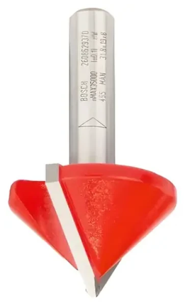 BOSCH Drážkovacia fréza tvaru V 31,8x51 mm / Drážkovacia fréza / Stopka 8 mm / Uhol 90 ° / Pracovná dĺžka 19 mm (2608629370)