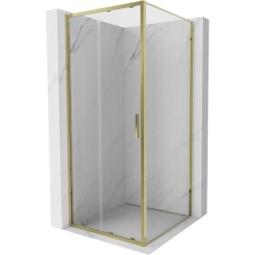 MEXEN/S - Exo sprchovací kút, posuvné dvere 90 x 90, transparent, zlato 8151-090-090-50-00