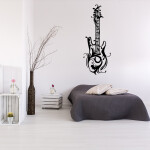 Veselá Stena Samolepka Dizajnová gitara Farba: čierna, Veľkosť: 60 x 22 cm