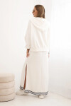 Dámsky viskózový set s otvorenou mikinou a dlhou sukňou ecru UNI