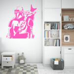 Veselá Stena Samolepka Mandalorian a Grogu Farba: béžová, Veľkosť: 80 x 89 cm