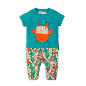 Dojčenský set chlapčenský - tričko a nohavice, Minoti, Leaf 1, chlapec - 80/86 | 12-18m