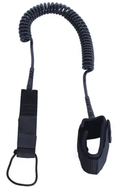 ENERO Poistné lanko na paddleboard čierne / Lanko / Špirálové / Suchý zips / 275 cm (1033228)