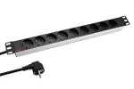 Roline 19" napájací panel biely/čierny / Napájací panel / 1U / 9x zásuvka DE / 1,8 m kábel (19.07.1620)